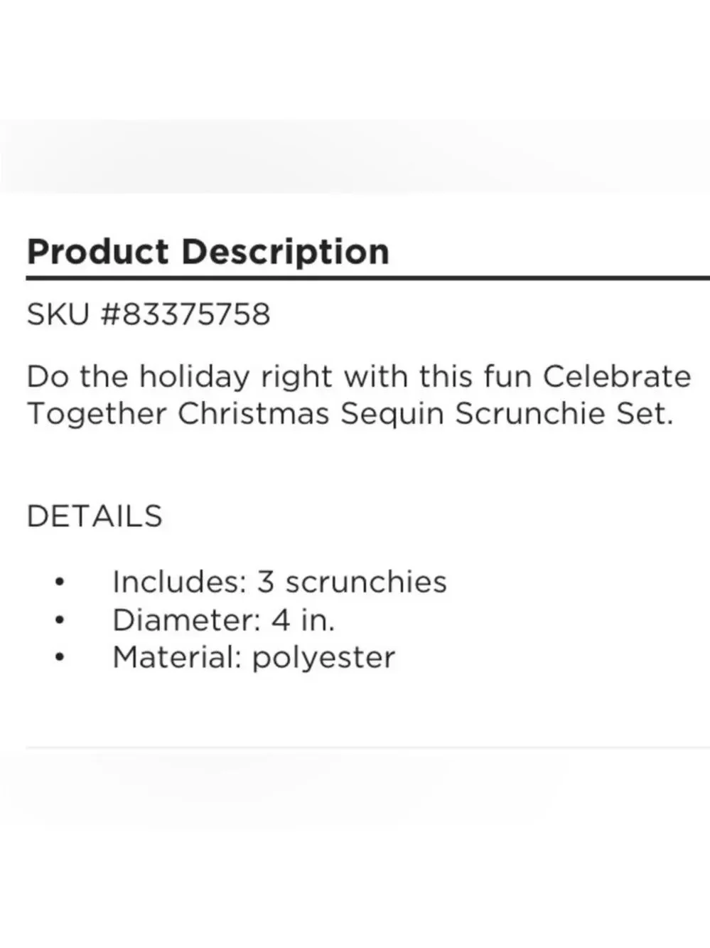 KOHL’S Celebrate Together Christmas cat ears headband set 3 scrunchies